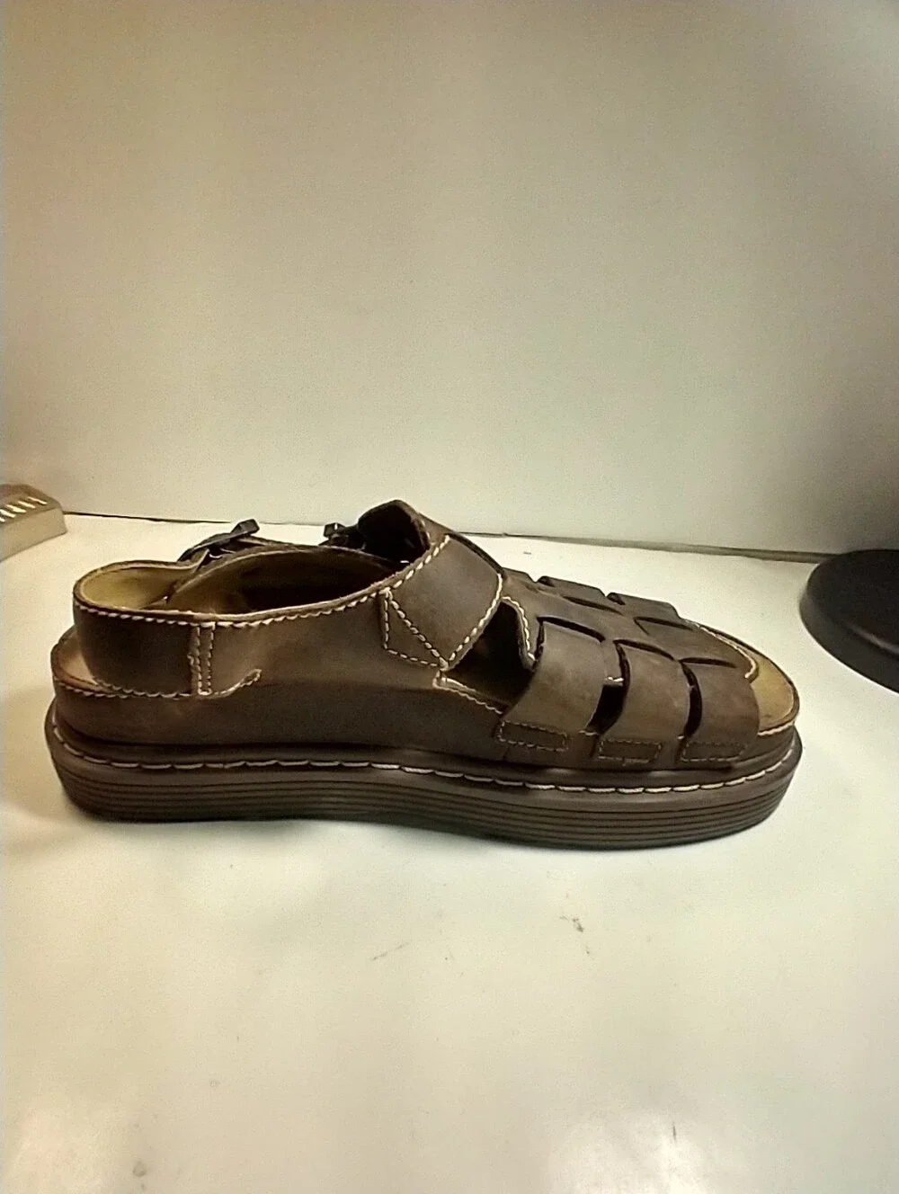 Vintage Skechers Y2K Brown Leather Fisherman Jammers Chunky Sandals Men's sz 11.